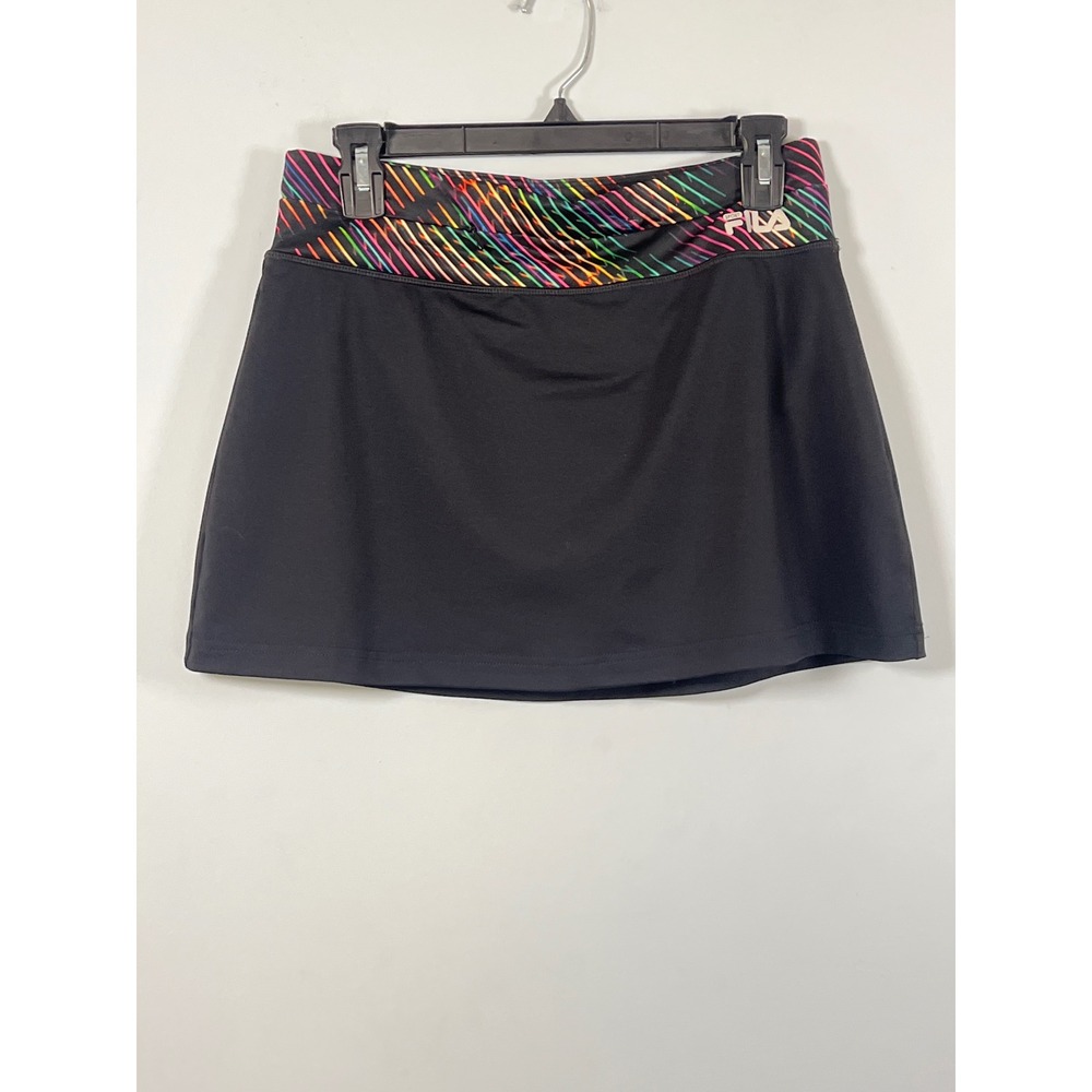Fila Y2K Black Multicolor Band Athletic Skort Small Loungewear Streetwear Cute